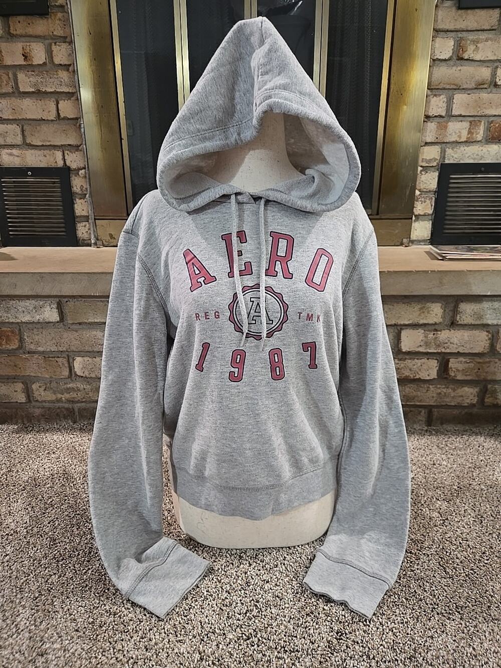 Aeropostale 2020 Graphic Logo Hoodie Sweatshirt Womans Sz Large Preppy Grunge